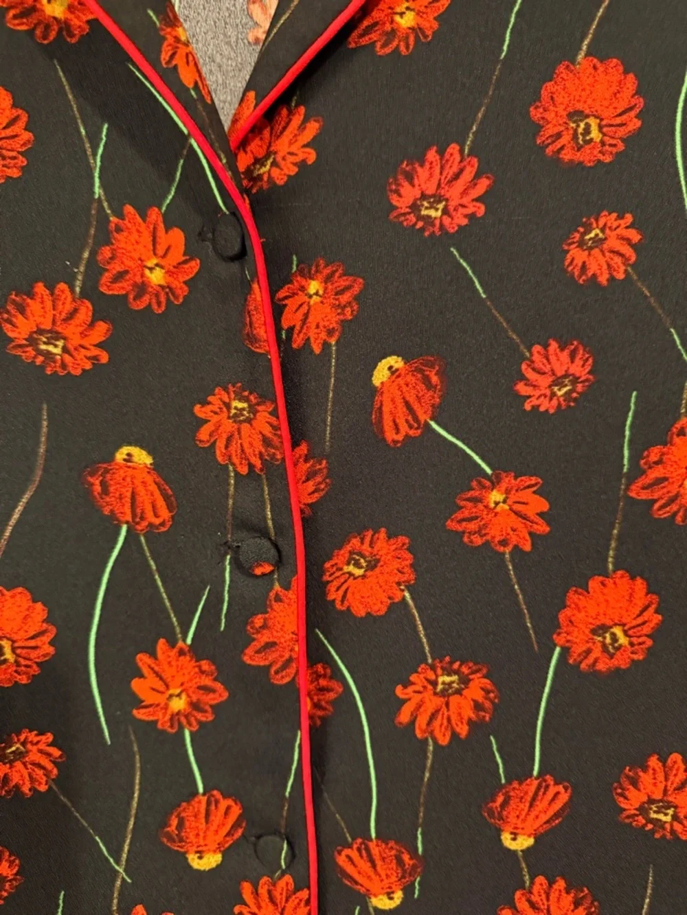 H&M Black Button-Down Top with Orange Floral Print - Picture 4 of 10